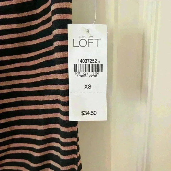 NWT LOFT Brown & Black Striped Tank with Neckline Detail Women’s XS - Picture 4 of 7